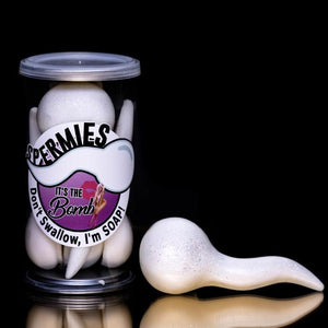 Spermies' Gag Gift Soaps "Don't Swallow" They Smell Fabulous! Whimsical Soaps It's the Bomb Sperm White 'Spermies' 12 Gift Cans  