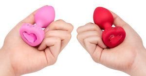 B-Vibe Pink Vibrating Heart Butt Plug with remote Medium Large vibrators Pink Topaz Small Med  