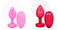 Load image into Gallery viewer, B-Vibe Vibrating vibrator Heart Butt Plug with remote Medium Large Scarlet Ruby Red