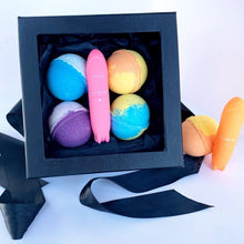 Load image into Gallery viewer, Bath Bomb Rider, 4 Bombs w/ Torpedo Vibrator gift set  