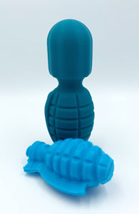 Hand Grenade Massager 'The Big Bang Bomb' Military Green Massager Suzy Bubbles Battleship Blue  